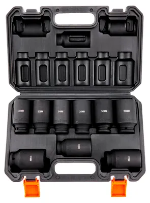 Produktbild von 1/2 Zoll Steckschlüsselsatz CR-V-legierter Stahl 9-tlg Steckschlüssel Satz 29-38 mm Tiefe Stecknüsse Schlagschrauber, HRC 42-48 Steckschlüssel inkl Werkzeugkoffer, Metrisch Schraubenausdreher