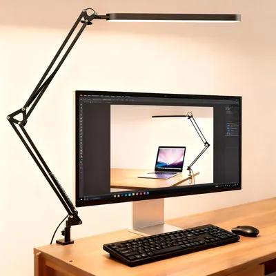 LED-Bürolampe, schwenkbar, USB, Klemme, 3 Modi, 10 Helligkeiten