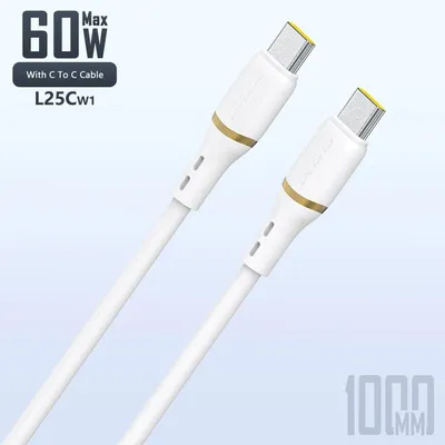 Image de Câble silicone Dudao L25C USB-C vers USB-C 60 W blanc