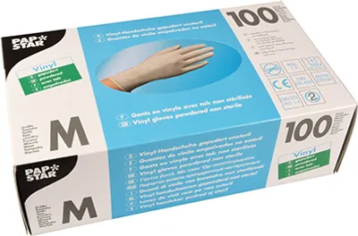 Produktbild von 100 Handschuhe, Vinyl gepudert transparent Größe M