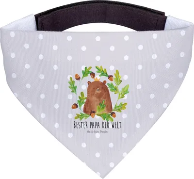Produktbild von Mr. & Mrs. Panda Halstuch Bär König - Grau Pastell - Geschenk, Vater, Papi, Papa, Teddy, Hundehalstuch, Tuch, Vatertag, Für Hunde, Dad, Hund