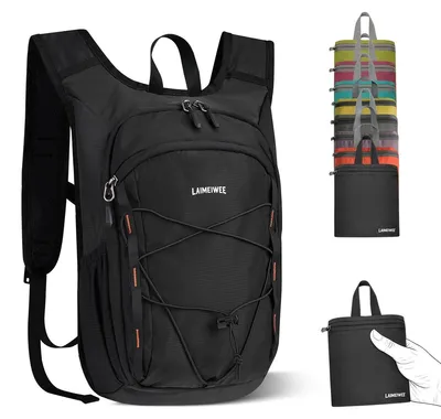 Produktbild von Wanderrucksack Tagesrucksack Faltbarer Rucksack - 13 Liter - Ultraleicht - Schwarz - Für Wandern, Radfahren und Reisen