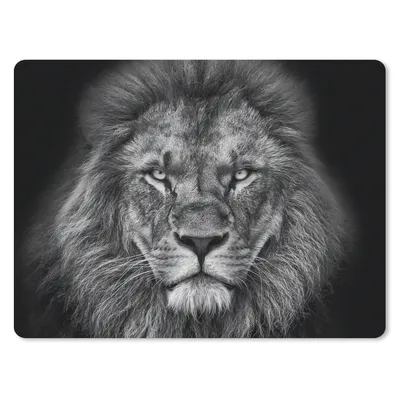 Produktbild von MuchoWow® Mauspad Mousepad Tiere - Löwe - Schwarz - Weiß - Porträt 40x30 cm - Mousepads - Maus Mat - Pad - Mausunterlage - Anti Rutsch