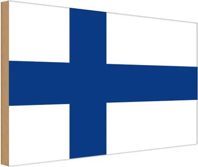 Produktbild von vianmo Holzschild 12x18 cm Finnlands Finland Flagge Fahne Wappen