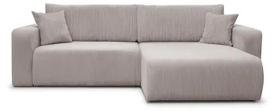 Produktbild von Homebook NELLIO – L-förmiges Ecksofa mit Schlaffunktion, Bettkasten und Cord-Bezug, Universell, Beige