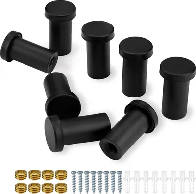 Productafbeelding van Wandhaken, mat zwart, 8 stuks, rond, 36 mm, voor de badkamer