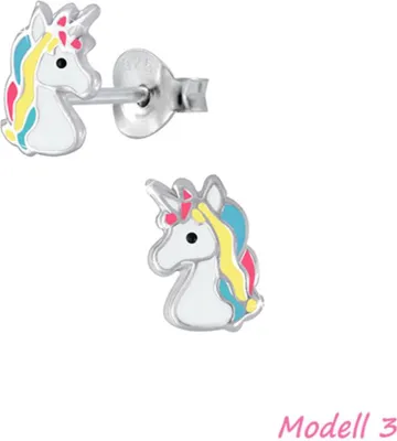 Produktbild von Kinder Ohrstecker „Einhorn“ 925 Silber Ohrringe für Mädchen Modell 3