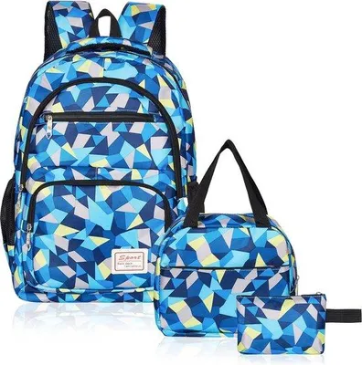 Productafbeelding van Meisjes Schoolrugzak Set met Lunchtas & Pennenzak - Waterdichte Lichtgewicht Schooltas