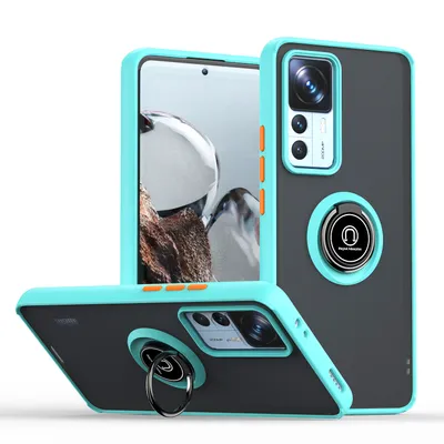 Obrázek produktu pro Pouzdro pro Xiaomi 12T / Xiaomi 12T Pro matné průsvitné TPU pouzdro s prstencovým držákem a stojánkem Modrý