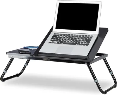 Immagine prodotto di Tavolino per laptop - Tavolino da letto - Perfetto per fare colazione a letto - Pieghevole e regolabile - 40x75x35 cm - Nero
