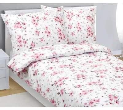 Image de Housse de couette en crêpe - 140x200 cm. Taie d'oreiller - 70x90 - rose