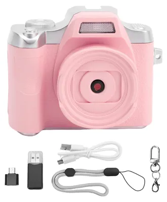 Immagine prodotto di Fotocamera digitale per adolescenti e studenti, 48 MP, autofocus HD, portachiavi retrò con schermo TFT da 1,54 pollici, fotografia, rosa