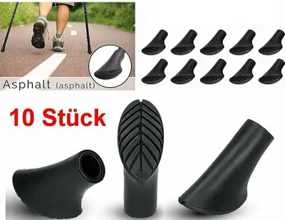 Produktbild von GKA 10 Stück Nordic Walking Pads Gummipads Gummipuffer Ersatzpads Asphalt Schotter für Trekkingstöcke