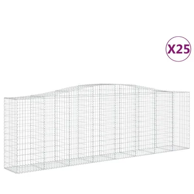 Obrázok produktu pre vidaXL Gabiony s vysokým oblúkom 25 ks 400x50x120/140cm Pozinkované železo