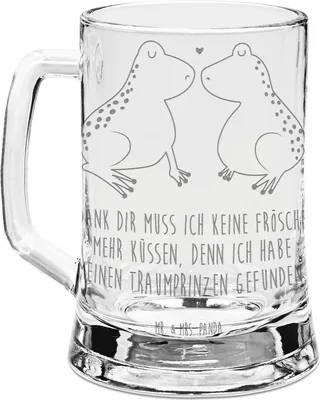 Produktbild von Mr. & Mrs. Panda Krug Frosch Liebe - Transparent - Geschenk, Bierhumpen, Freundin, Seidel, Verheiratet, Glas Bierkrug, Freund, Frösche, Mit Gravur, Humpen, Paar