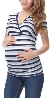 Produktbild von Bellivalini Damen Umstands Shirt mit Stillfunktion BLV50-123 (Streifen, XL)