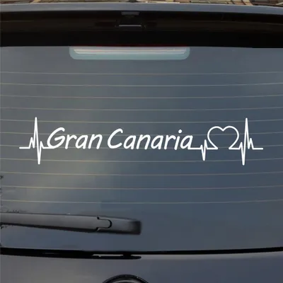 Produktbild von Heckscheibenaufkleber Gran Canaria Puls Herzschlag Auto- mit Insel Motiv 55x11 cm Weiss Matt Auto Aufkleber Sticker