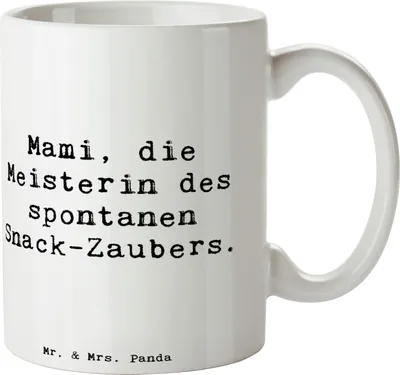 Produktbild von Mr. & Mrs. Panda cappuccinotasse Spruch Mami Snack-Zauber - Weiß - Geschenk, haferl, Pott, Meisterin, Familie, spontan, Kaffeetasse, Ernährung, Teetasse, Keramiktasse