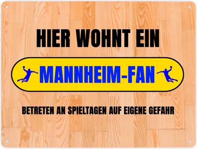 Produktbild von Hier wohnt ein Mannheim-Fan Metallschild XXL in 28x38 cm mit Turnhallenboden