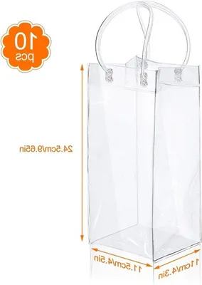 Pack von 10 Flaschenkühlern - Transparente Eiskühler für Champagner, Bier und Wein - Tragbare Kühler für draußen mit Griff