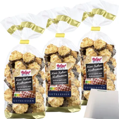 Produktbild von Hofgut Mini Kokosmakronen 3er Pack (3x250g Packung) + usy Block