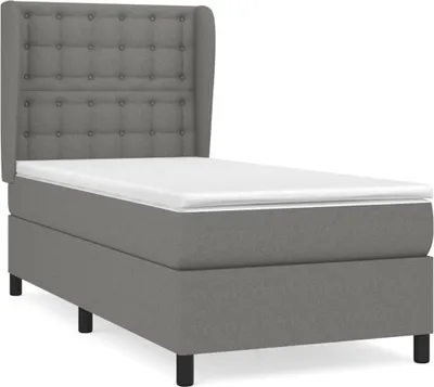 Produktbild von vidaXL Boxspringbett mit Matratze Dunkelgrau 90x200 cm Stoff