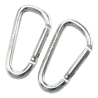 Produktbild von 10 Alu- Karabinerhaken, 60 x 6mm Silber Karabiner Feuerwehrkarabiner