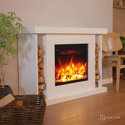 Produktbild von Glow Fire Elektrokamin 'Tarvos' | LED Standkamin in weiß mit Heizung (1500 W) | HxBxT: 84x120x38 cm