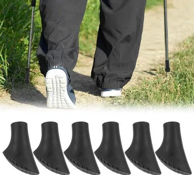 Zdjęcie produktu dla Gumowe nakładki na kijki do nordic walking, 6 sztuk, 11 mm, do chodzenia po asfalcie i szlakach