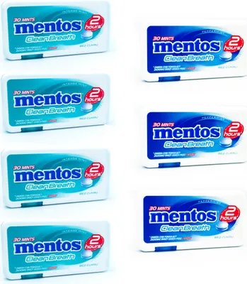 Produktbild von Mentos Clean Breath 7 Packungen Gemischte Geschmacksrichtungen Intensive Minze und Pfefferminz