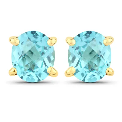 Zdjęcie produktu dla Kolczyki sztyfty Vira Jewels ze srebra próby 925 i pozłacanego błyszczącego apatytu w kolorze niebieskim