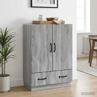 Image de Buffet vidaXL Sonoma gris 66 x 34,5 x 92 cm en aggloméré