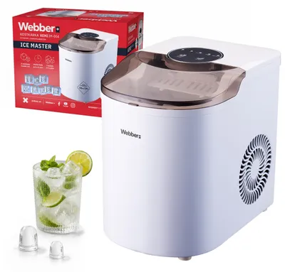 Zdjęcie produktu dla Webber Kemi Ice Master – Maszyna Do Kostek Lodu 10 Kg/24 Godziny, 165 W, 7 Kostek, 2 Rozmiary