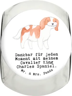 Produktbild von Mr. & Mrs. Panda Dose Cavalier King Charles Spaniel Moment XL 2000ml - Weiß - Geschenk, Vorratsbehälter, Bonbonglas, Keksdose, Glasdose, Vorratsglas