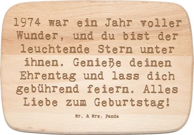 Produktbild von Mr. & Mrs. Panda massivholzbrett Spruch 1974 Geburtstag Stern - Transparent - Geschenk, Frühstücksbrettchen, Frühstücksbrett, Happy Birthday, Alles Liebe zum, Geburtsjahr