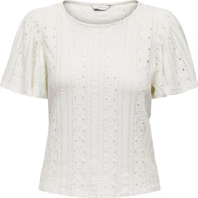 Produktbild von Rundhals T-Shirt Kurzarm-Oberteil mit Lochmuster | XS