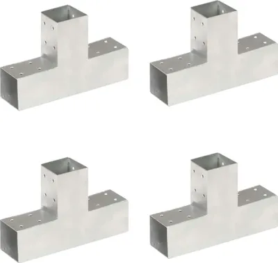 Immagine prodotto di Connettore per pali 4 pz. Forma a T Metallo zincato 71 x 71 mm