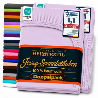 Produktbild von Doppelpack Marke Jersey Spannbettlaken 180 - 200 x 200 cm Flieder