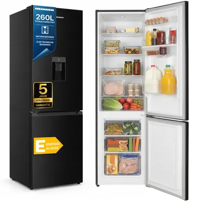 Productafbeelding van Heinner HC-HM260BKWDE++ Koel-vriescombinatie 260 L, Waterdispenser, Thermostaat, Zwart