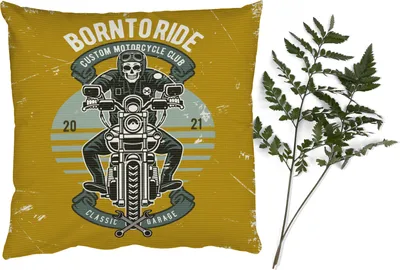 Produktbild von MuchoWow® Zierkissen Sofakissen Wohnzimmer Dekokissen 45x45 cm Mancave - Motor - Totenkopf - Vintage - Schlafpolster - Polster für das Sofa