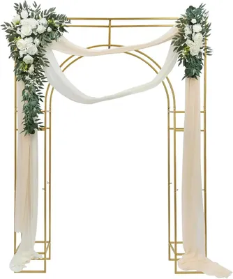 Obrázok produktu pre Stojan na pozadie pre svadbu – kovový rám na fotokocku – stojan na 3D kvety a balóny – 180 × 30 × 50 cm – dekorácia na svadbu, narodeniny, oslavy – zlatá farba