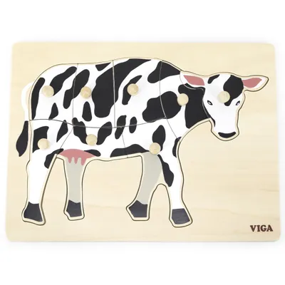 Image de Puzzle Montessori en bois - vache