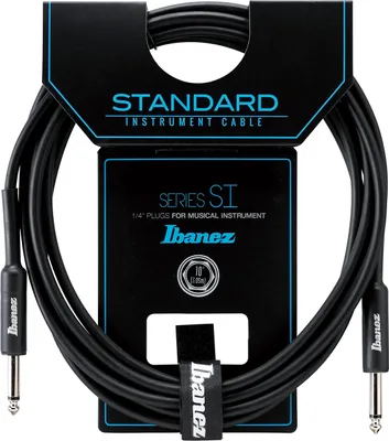 Zdjęcie produktu dla Kabel instrumentalny Jack do gitary - 3,05 m - Czarny - Oplot z miedzi