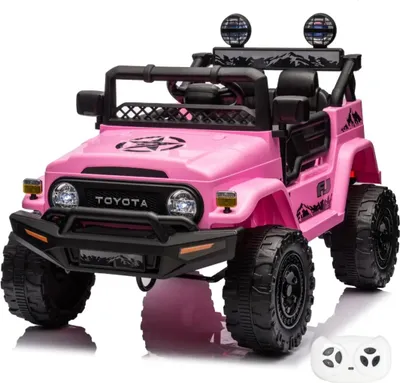 Immagine prodotto di Auto elettrica per bambini Toyota FJ Cruiser 12V (1–6 anni) – Con licenza ufficiale, telecomando, pneumatici in EVA, 2 motori e sedile in pelle – Veicolo elettrico per bambini rosa