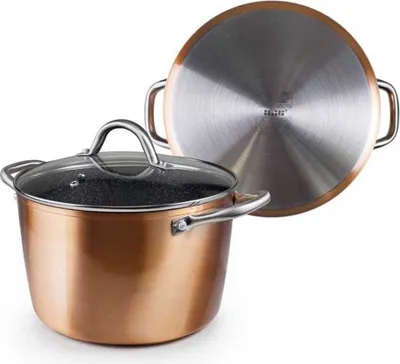 Image de Casserole en cuivre Ibili-Natura avec couvercle, aluminium, 24 x 15 cm, marron