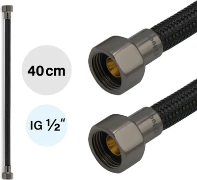 Produktbild von Flexschlauch DN8 IG/IG 1/2" -400mm Schwarz Schwarzstahl