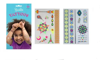 Produktbild von Temporäre Neon Schmuck Tattoos für Kinder, FLOU Serie, Haltbarkeit 3-7 Tage