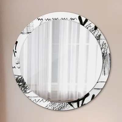 Produktbild von Spiegel - Mirror zum Wandspiegel Schlafzimmer – Schminkspiegel- Graffiti Muster- Ø90cm