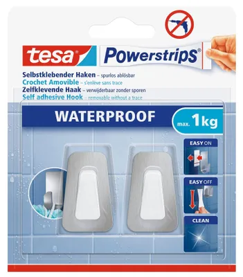 Produktbild von TESA 59783-00000, Drinnen, Handtuchhaken, Weiß, Metall, Kunststoff, Klebestreifen, 1 kg