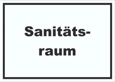 Produktbild von Sanitätsraum Schild mit Text Krankenzimmer waagerecht A4 Rückseite selbstklebend
